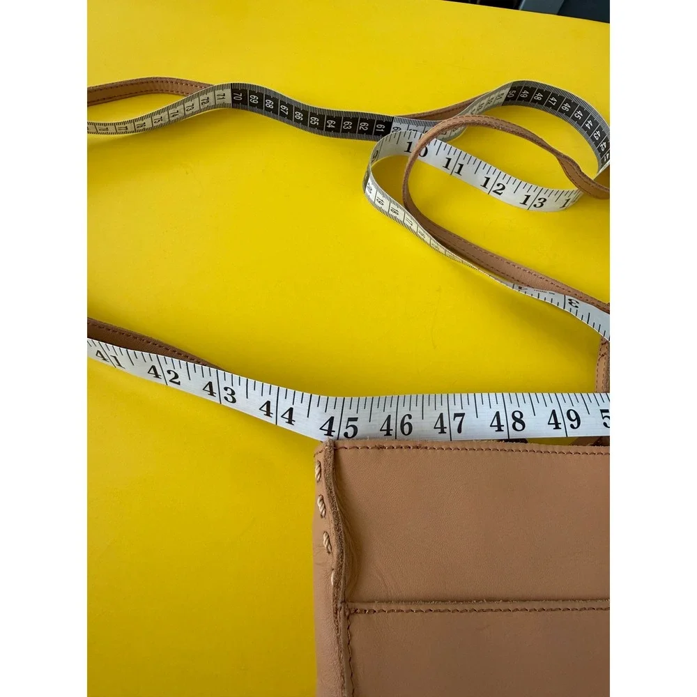 The Sak Tan Leather Whipstitch Crossbody Phone Bag Adjustable Strap Small